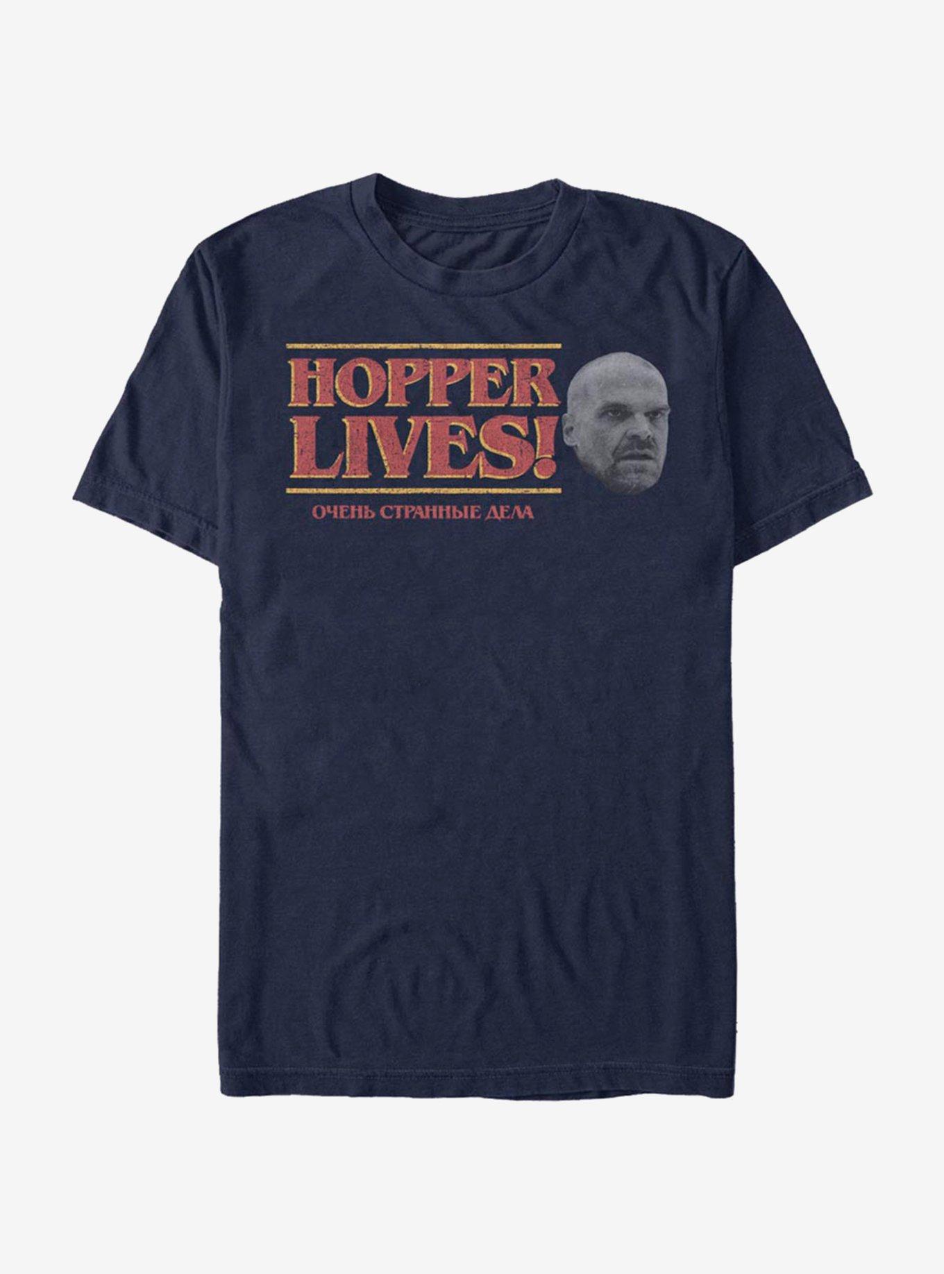 Stranger Things Hopper Lives T-Shirt, NAVY, hi-res