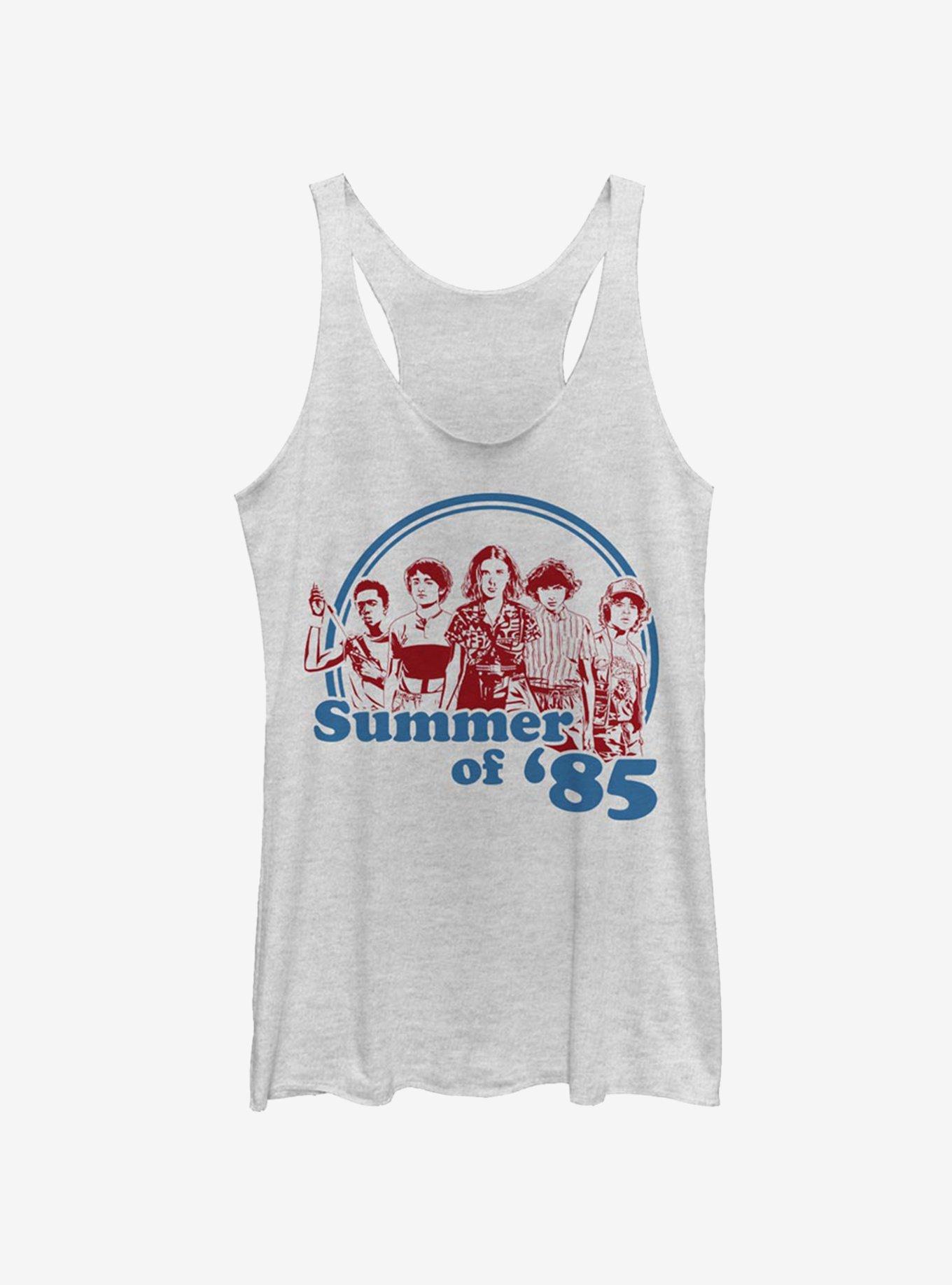 Stranger Things Group Summer of 85 Girls Tank Top, WHITE HTR, hi-res