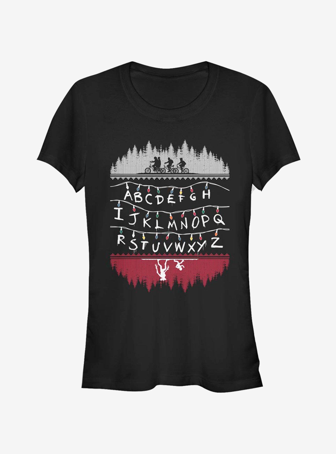 Stranger Things Alphabet Lights Girls T-Shirt, BLACK, hi-res
