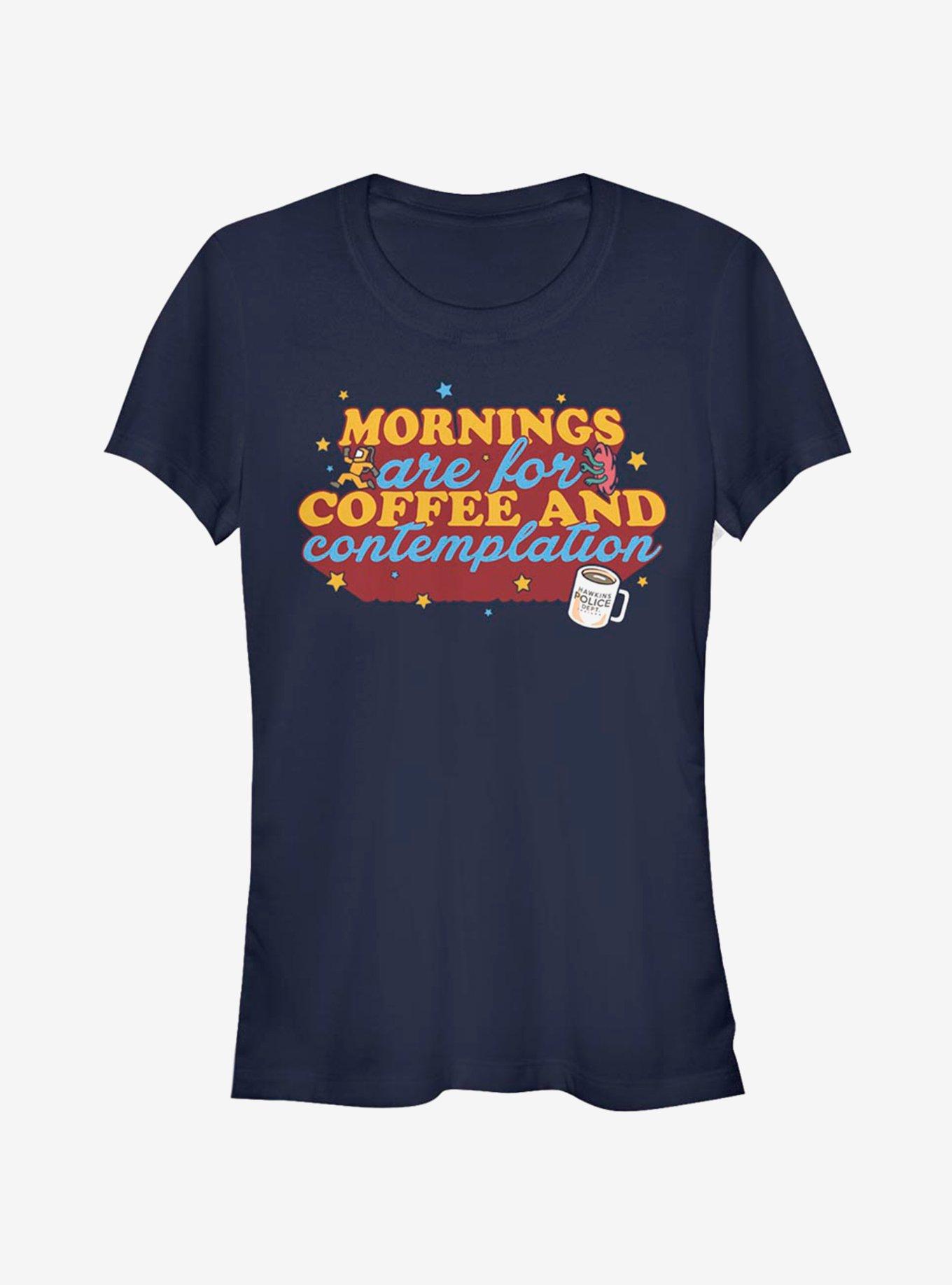Stranger Things Coffee Contemplations Girls T-Shirt, NAVY, hi-res