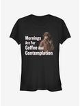 Stranger Things Coffee and Contemplation Chief Hopper Girls T-Shirt, BLACK, hi-res