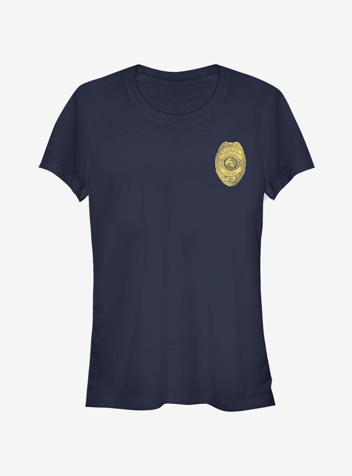 Stranger Things Hawkins Police Badge Cosplay Girls T-Shirt