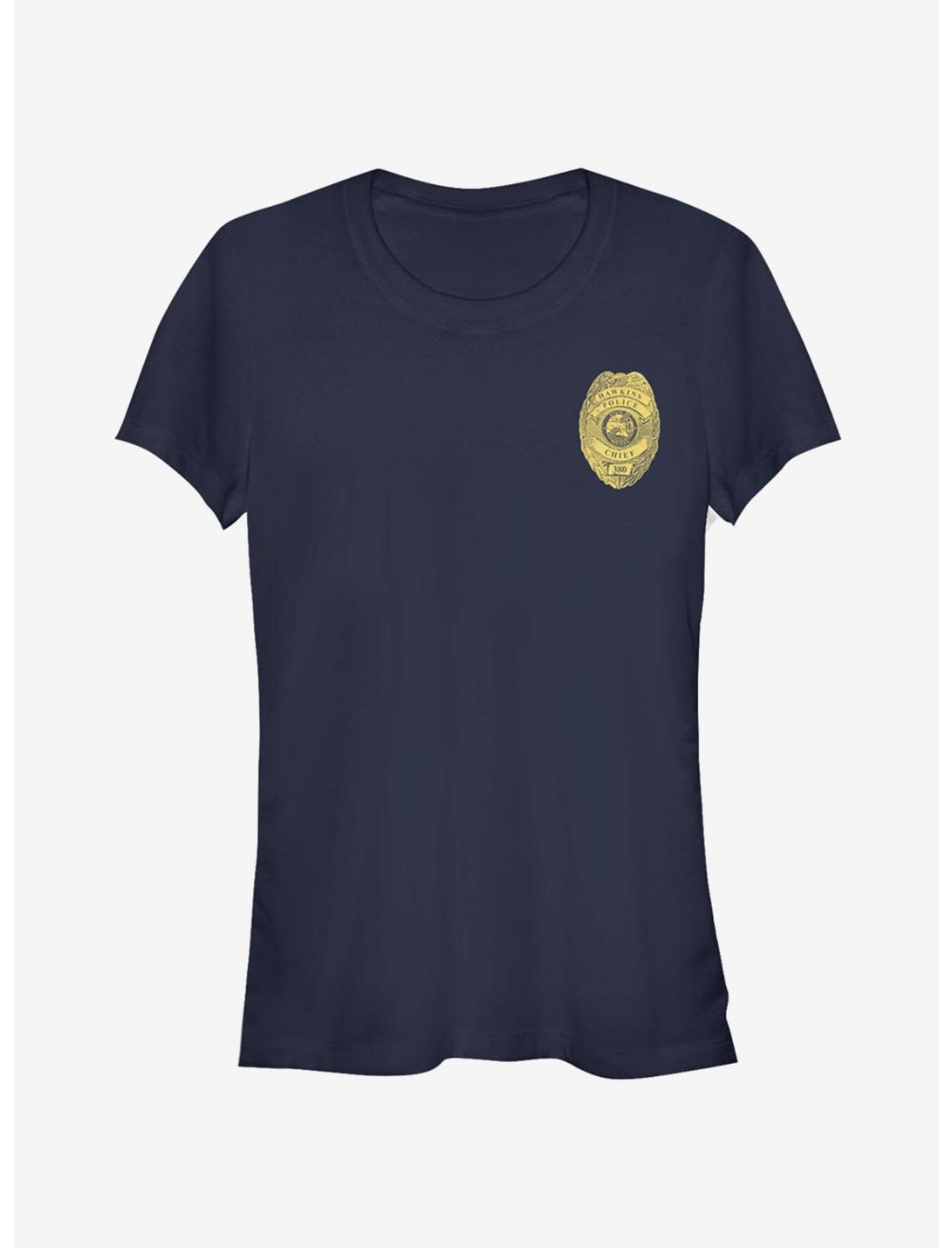 Stranger Things Hawkins Police Badge Girls T-Shirt, NAVY, hi-res