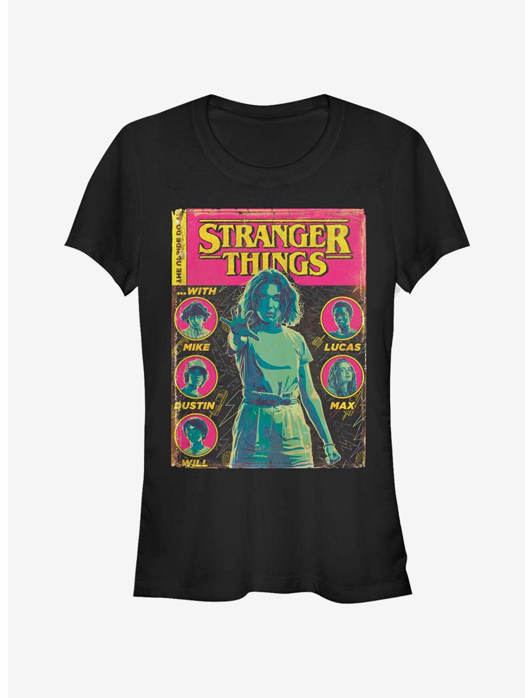 Stranger Things Comic Cover Girls T-Shirt, BLACK, hi-res