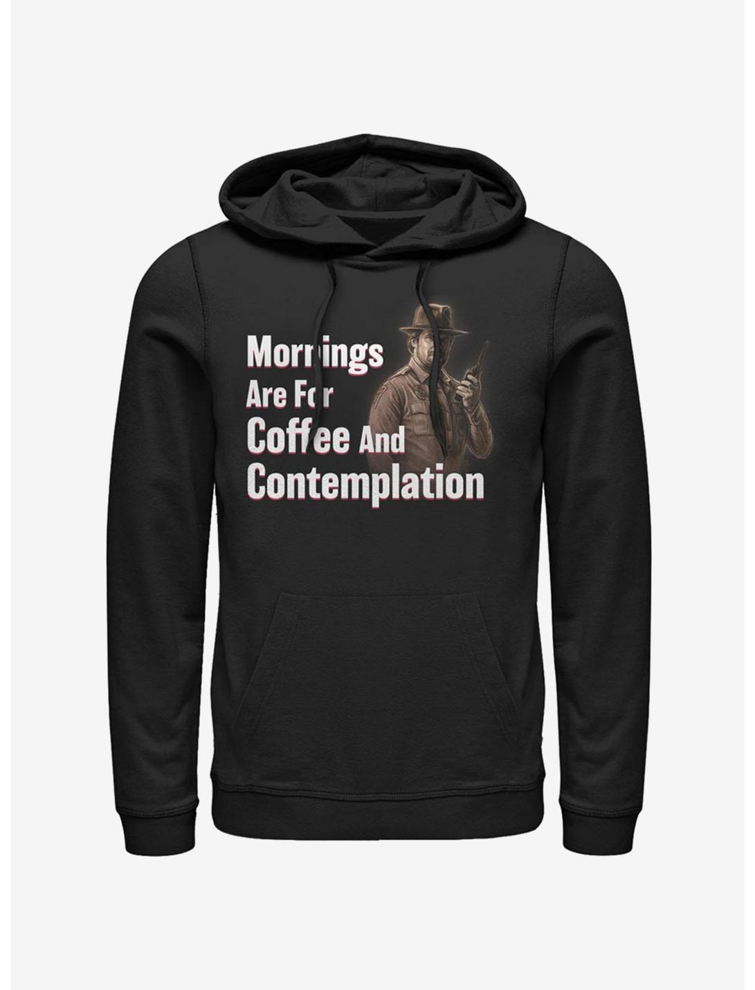 Stranger Things Coffee and Contemplation Chief Hopper Hoodie, BLACK, hi-res