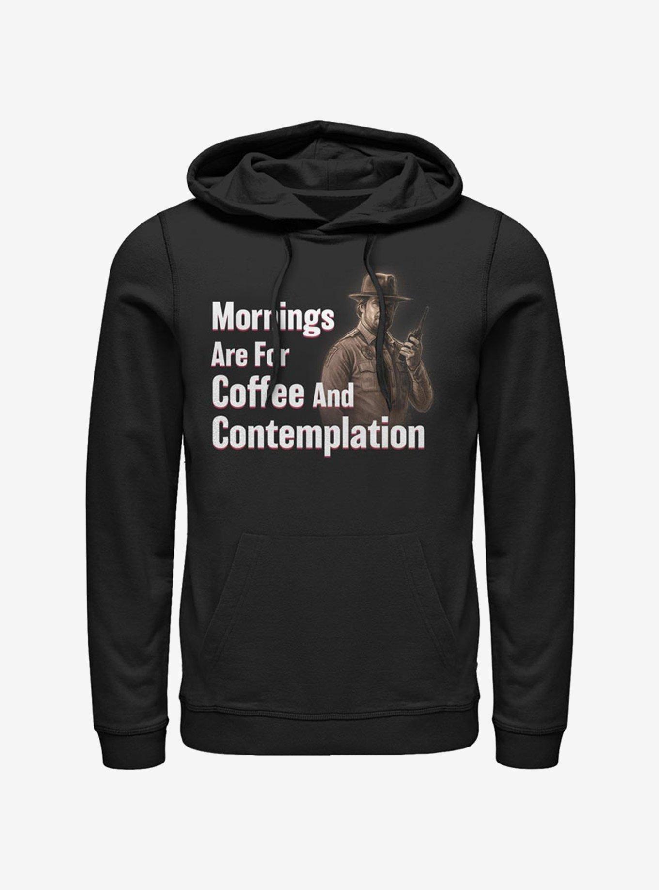 Stranger Things Coffee and Contemplation Chief Hopper Hoodie, BLACK, hi-res