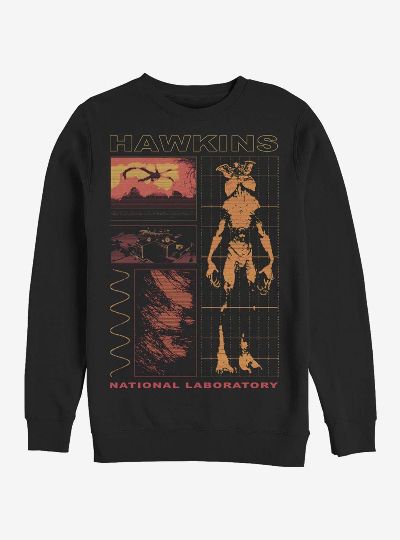 Stranger Things Hawkins Lab Demogorgon Crew Sweatshirt, BLACK, hi-res
