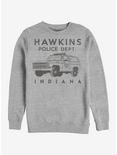 Stranger Things Hawkins Police Auto Crew Sweatshirt, ATH HTR, hi-res