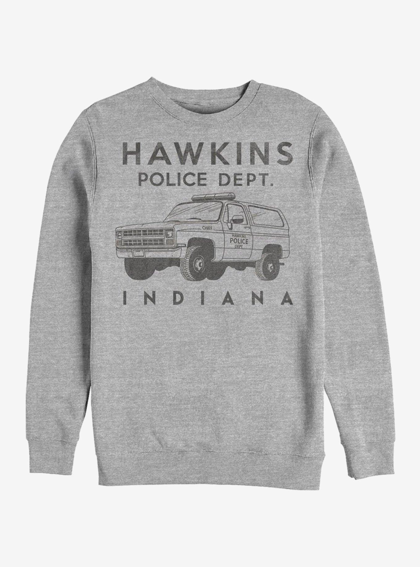 Stranger Things Hawkins Police Auto Crew Sweatshirt, ATH HTR, hi-res