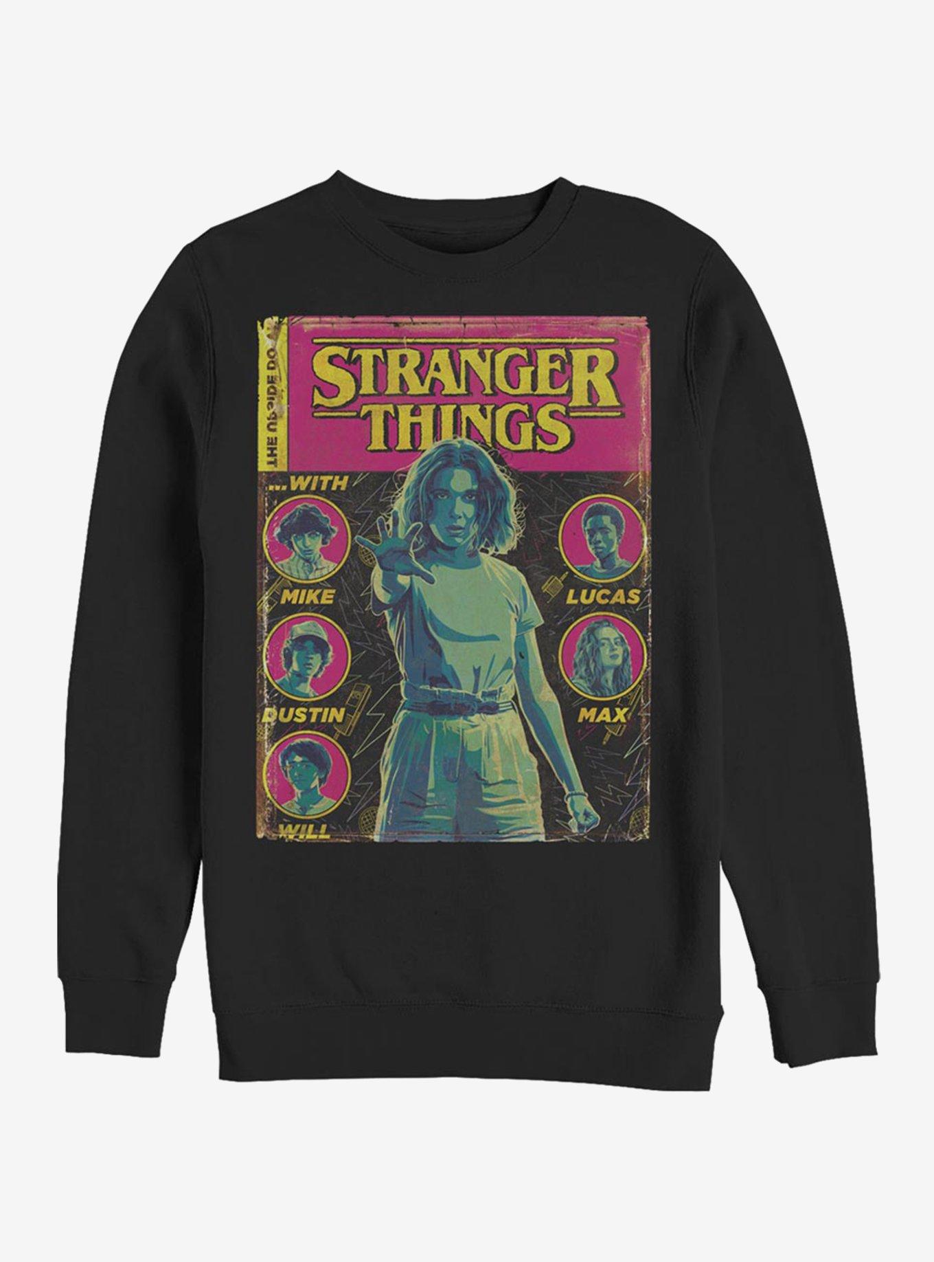 Stranger Things Comic Cover Crew Sweatshirt, BLACK, hi-res