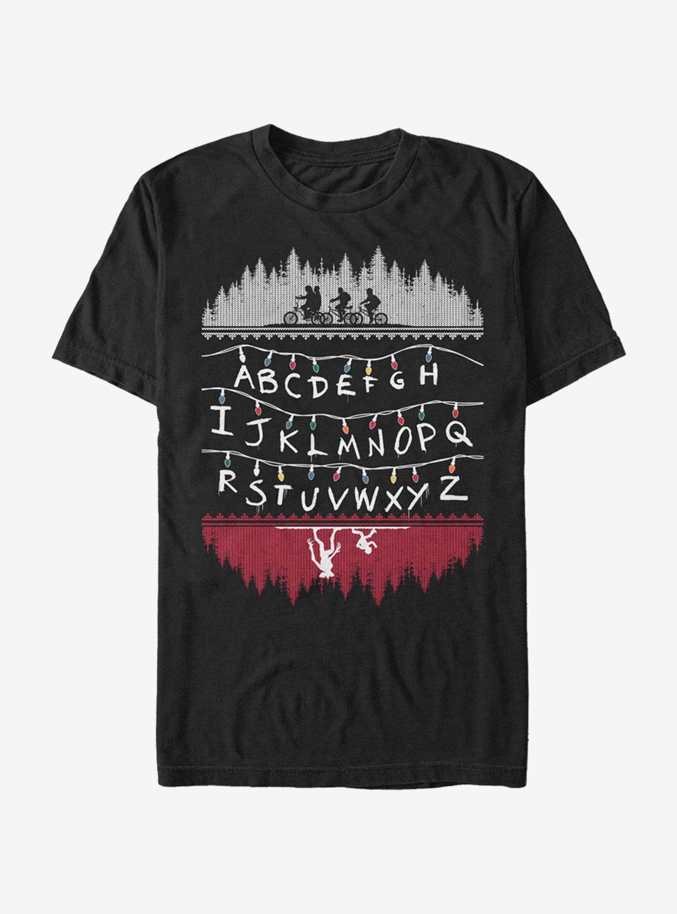 Stranger Things Alphabet Lights T-Shirt, BLACK, hi-res