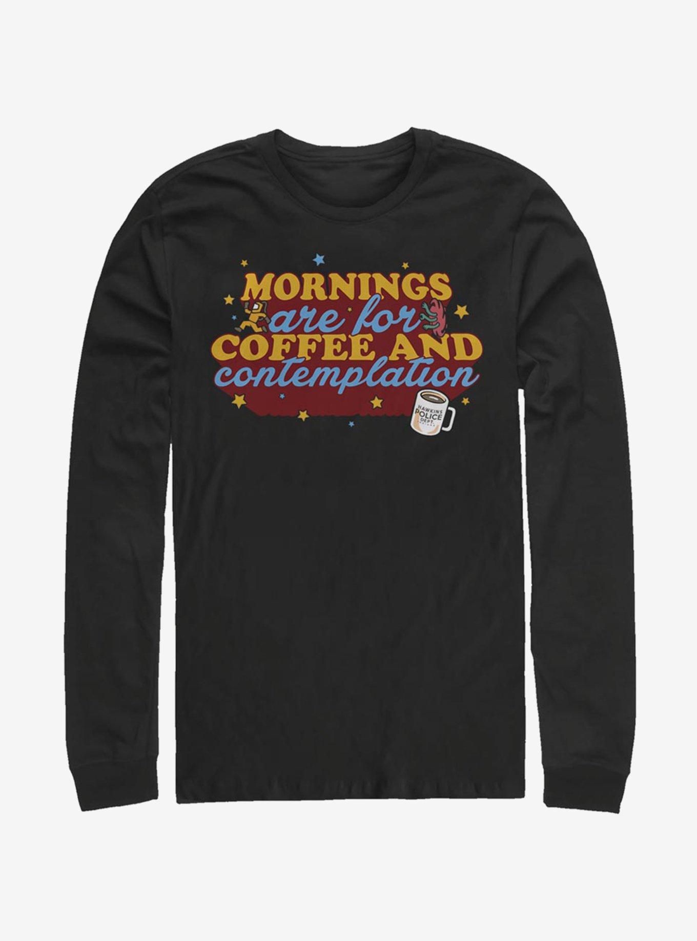 Stranger Things Coffee Contemplations Long-Sleeve T-Shirt, BLACK, hi-res