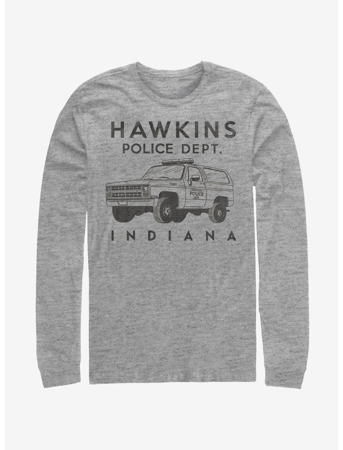 Stranger Things Hawkins Police Auto Long-Sleeve T-Shirt, ATH HTR, hi-res