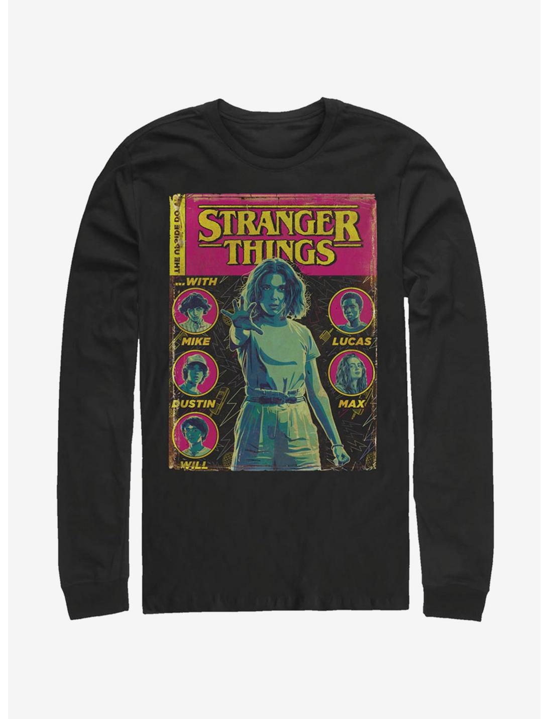 Stranger Things Comic Cover Long-Sleeve T-Shirt, BLACK, hi-res