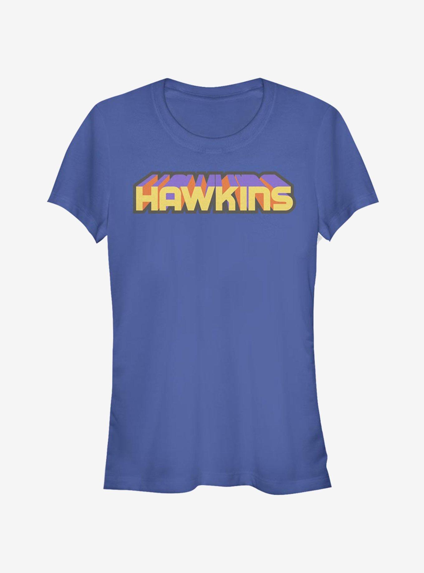 Stranger Things Hawkins 3D Text Girls T-Shirt, ROYAL, hi-res