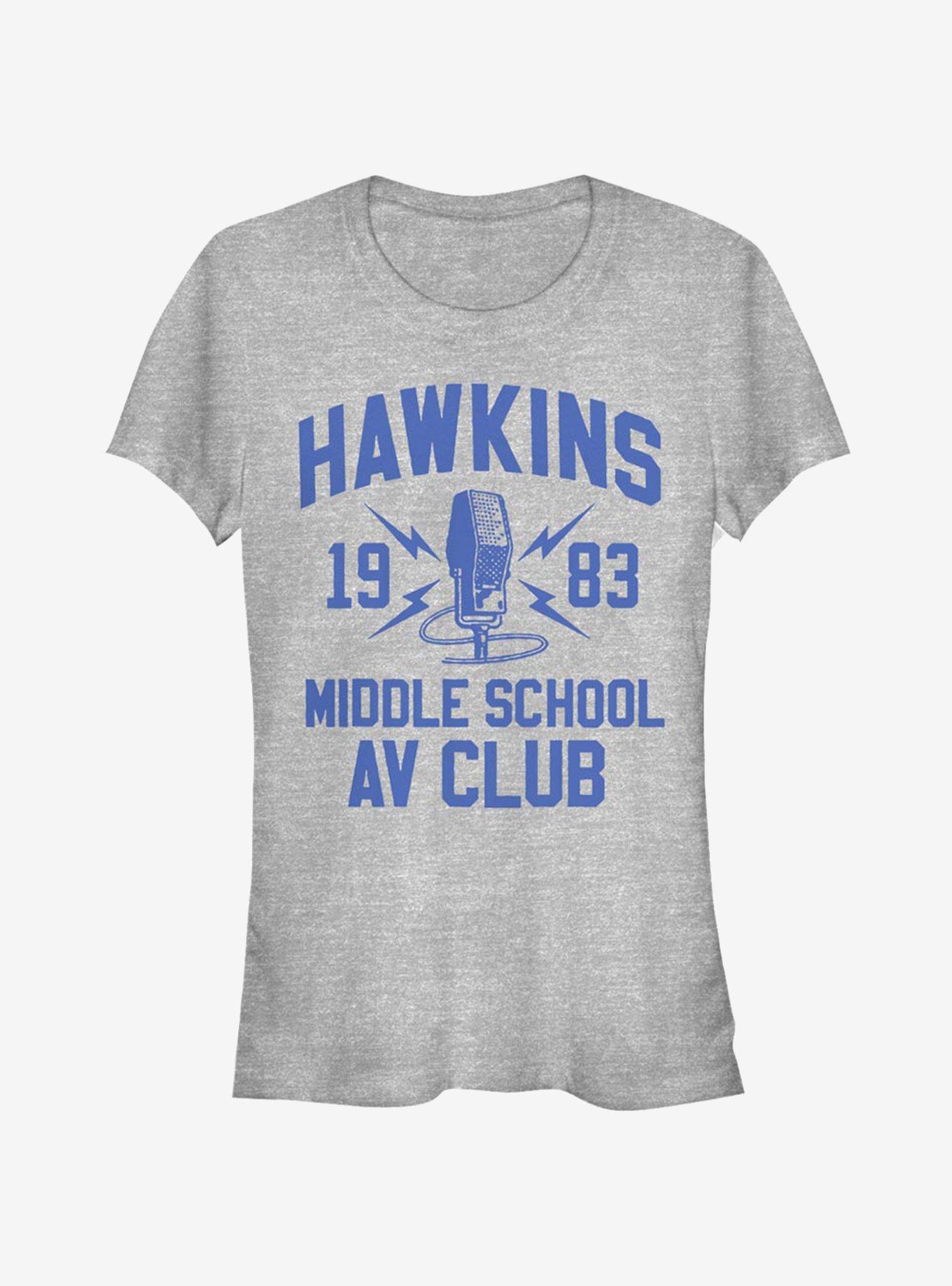 Stranger Things Hawkins A.V. Club Girls T-Shirt, ATH HTR, hi-res