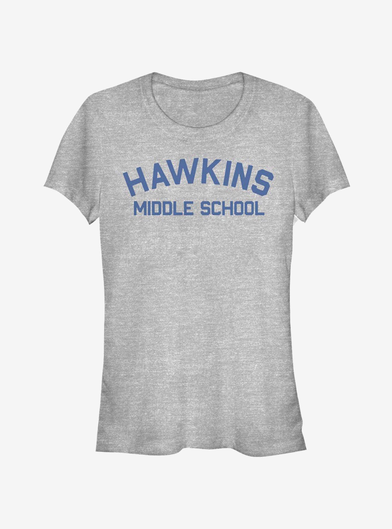Stranger Things Hawkins Mid School Girls T-Shirt, ATH HTR, hi-res