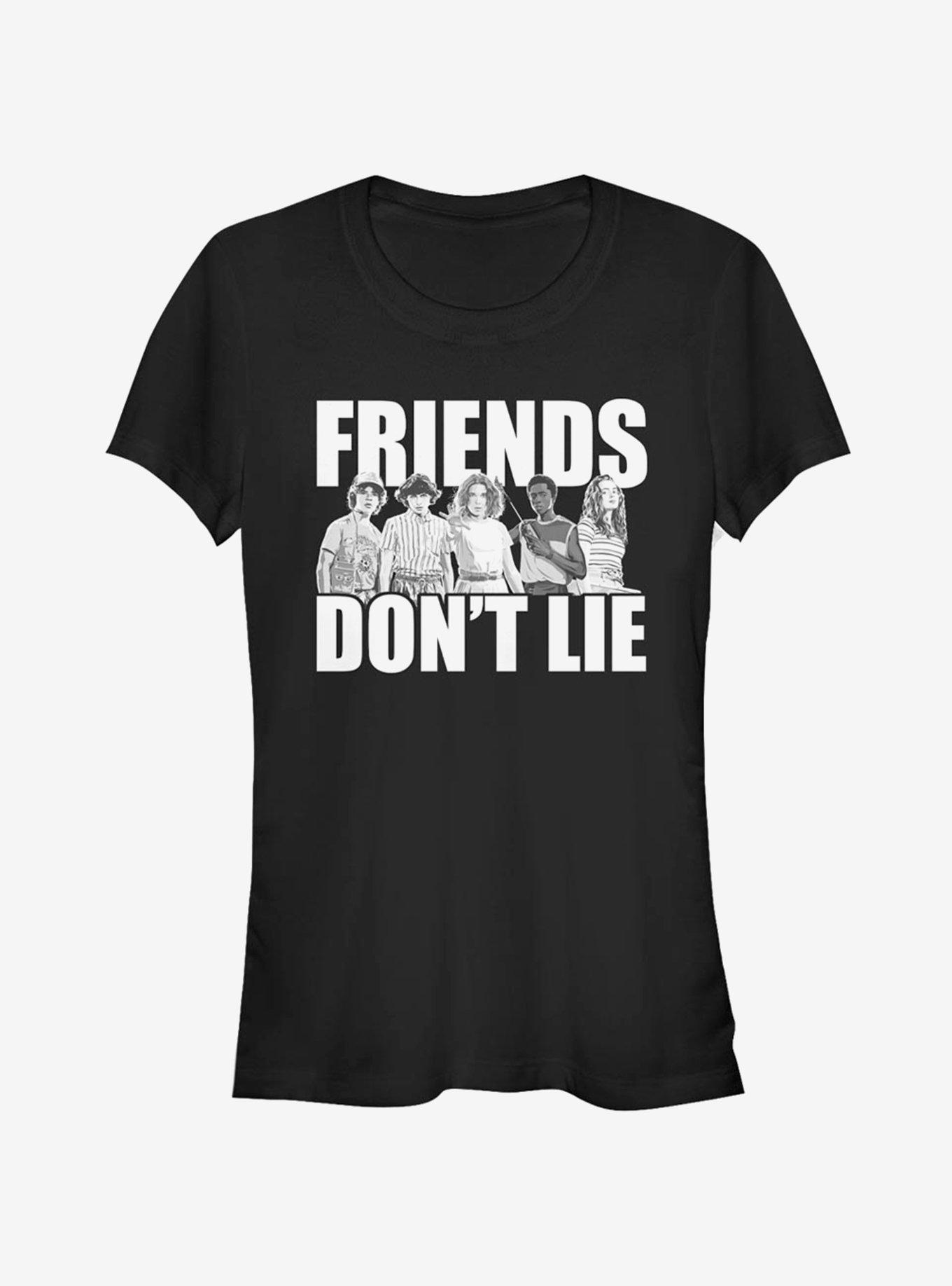 Stranger Things Cast Friends Don't Lie Girls T-Shirt, BLACK, hi-res