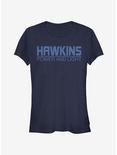 Stranger Things Hawkins Power And Light Girls T-Shirt, NAVY, hi-res