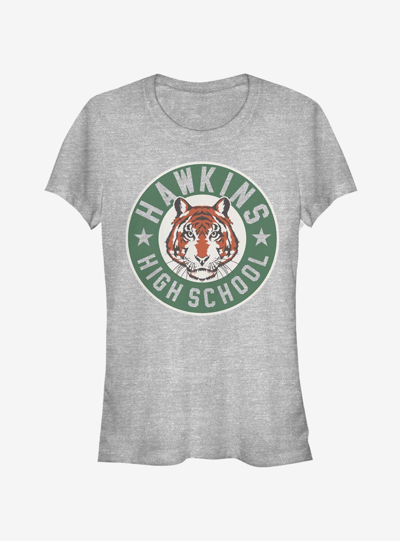 Stranger Things Hawkins High Tiger Emblem Girls T-Shirt, ATH HTR, hi-res