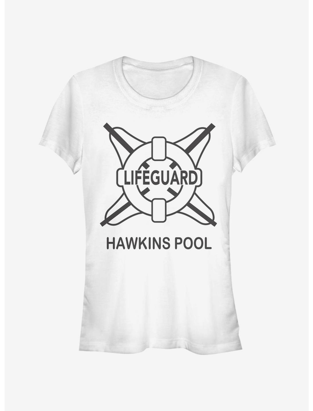 Stranger Things Hawkins Pool Lifeguard Girls T-Shirt, WHITE, hi-res