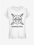 Stranger Things Hawkins Pool Lifeguard Girls T-Shirt, WHITE, hi-res