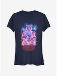 Stranger Things Group Fireworks Girls T-Shirt, NAVY, hi-res