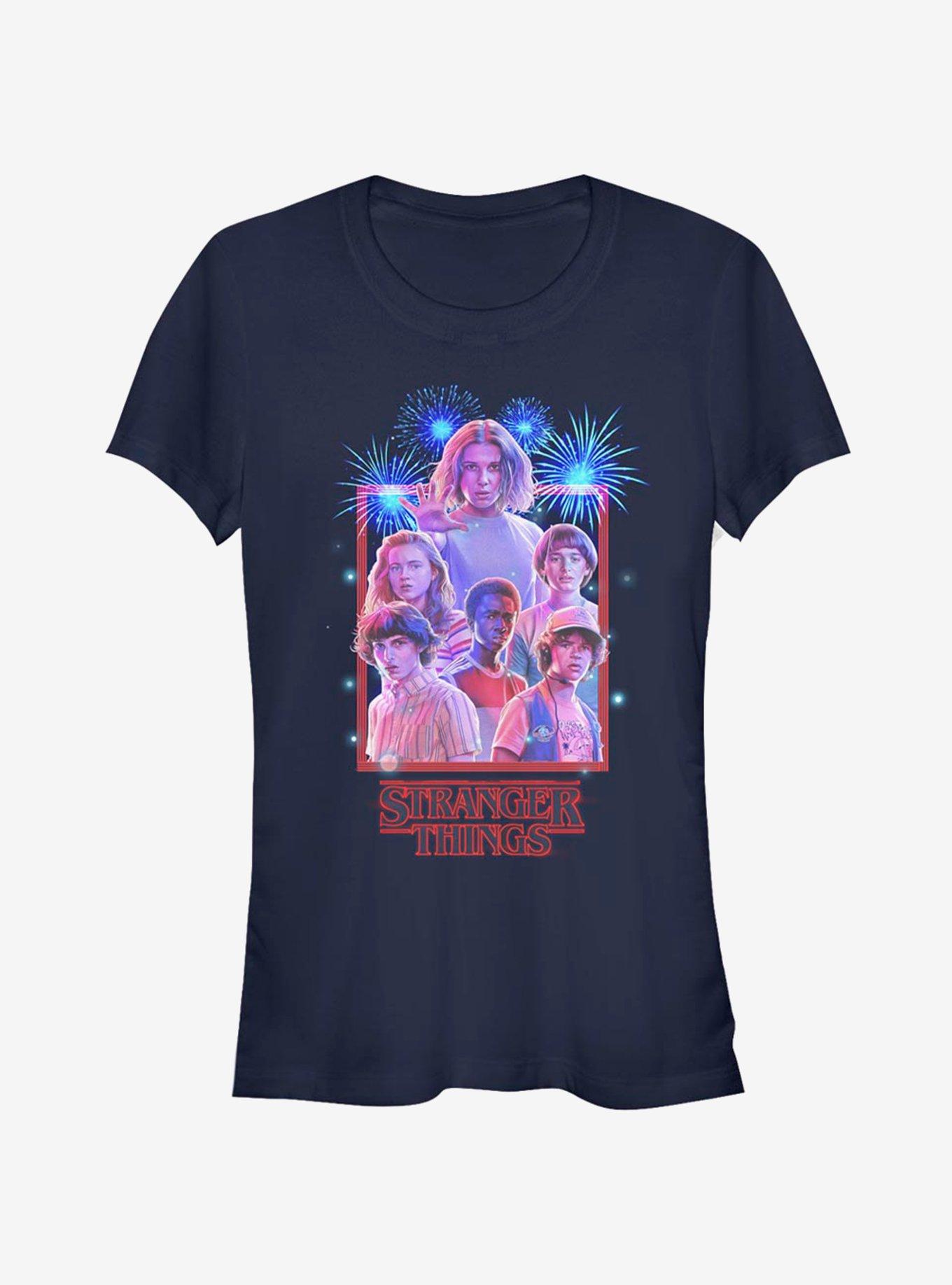 Stranger Things Group Fireworks Girls T-Shirt, , hi-res