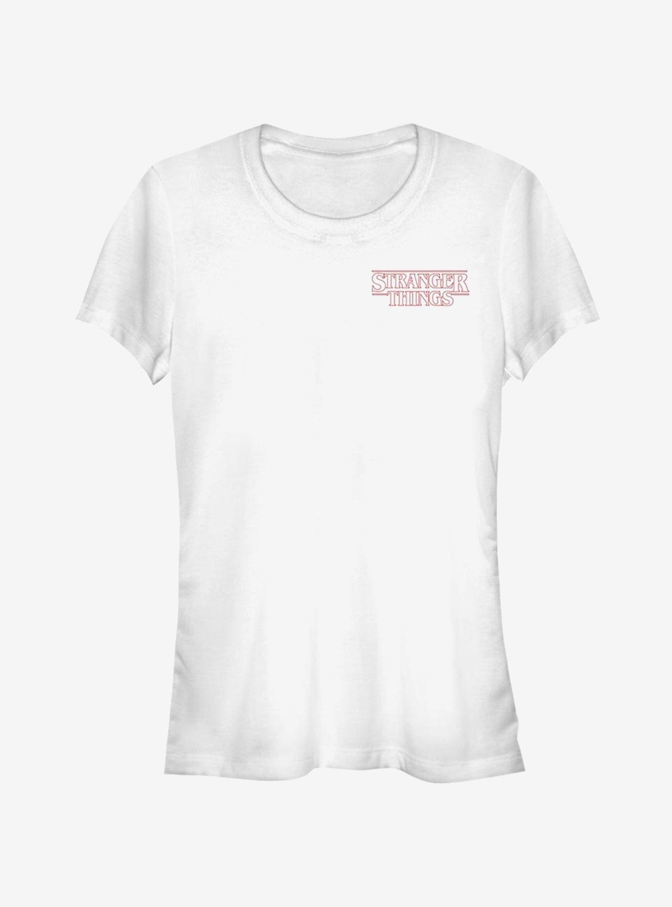 Stranger Things Stranger Red Outline Pocket Girls T-Shirt, WHITE, hi-res