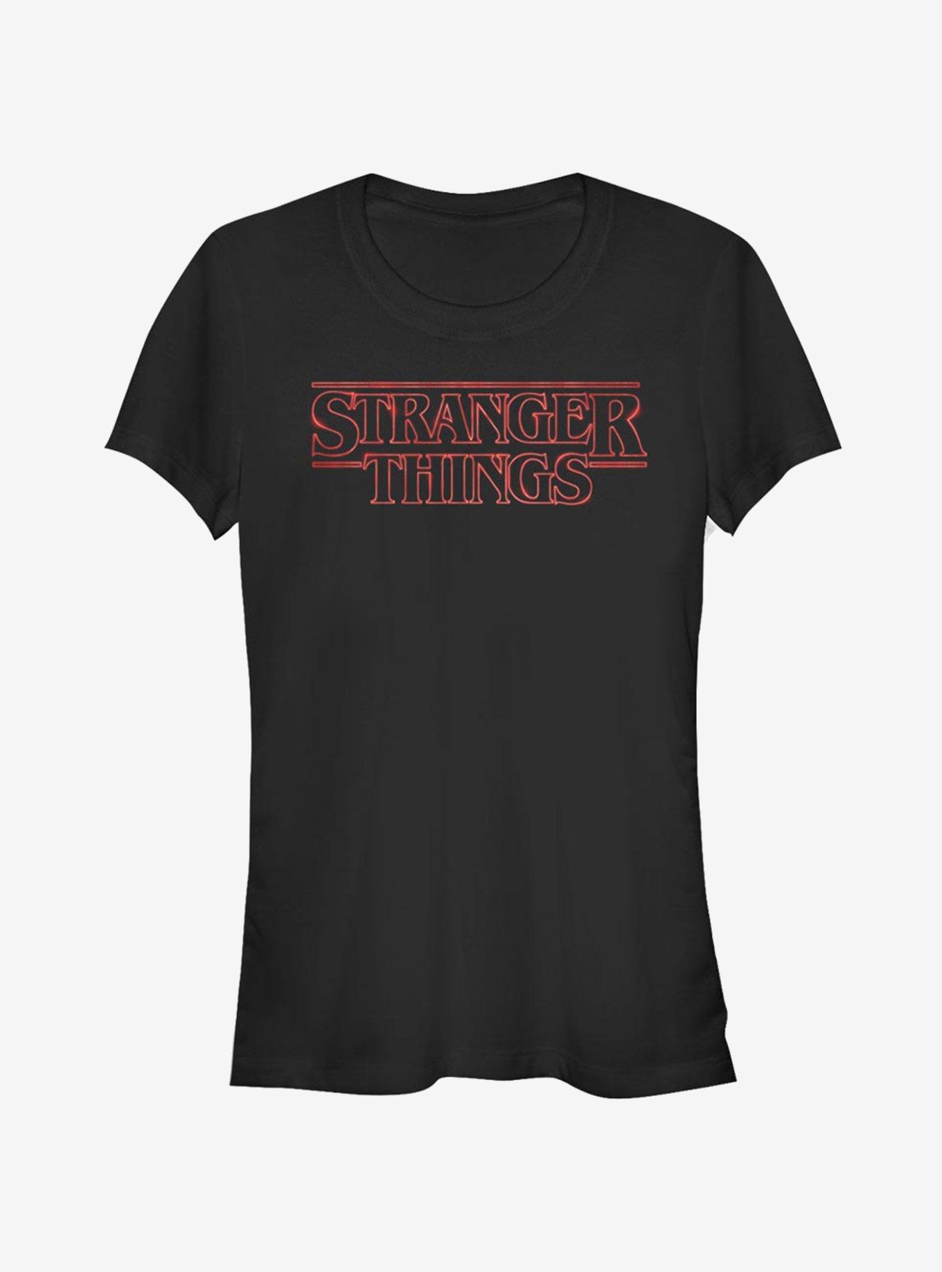Stranger Things Stranger Neon Logo Girls T-Shirt, BLACK, hi-res