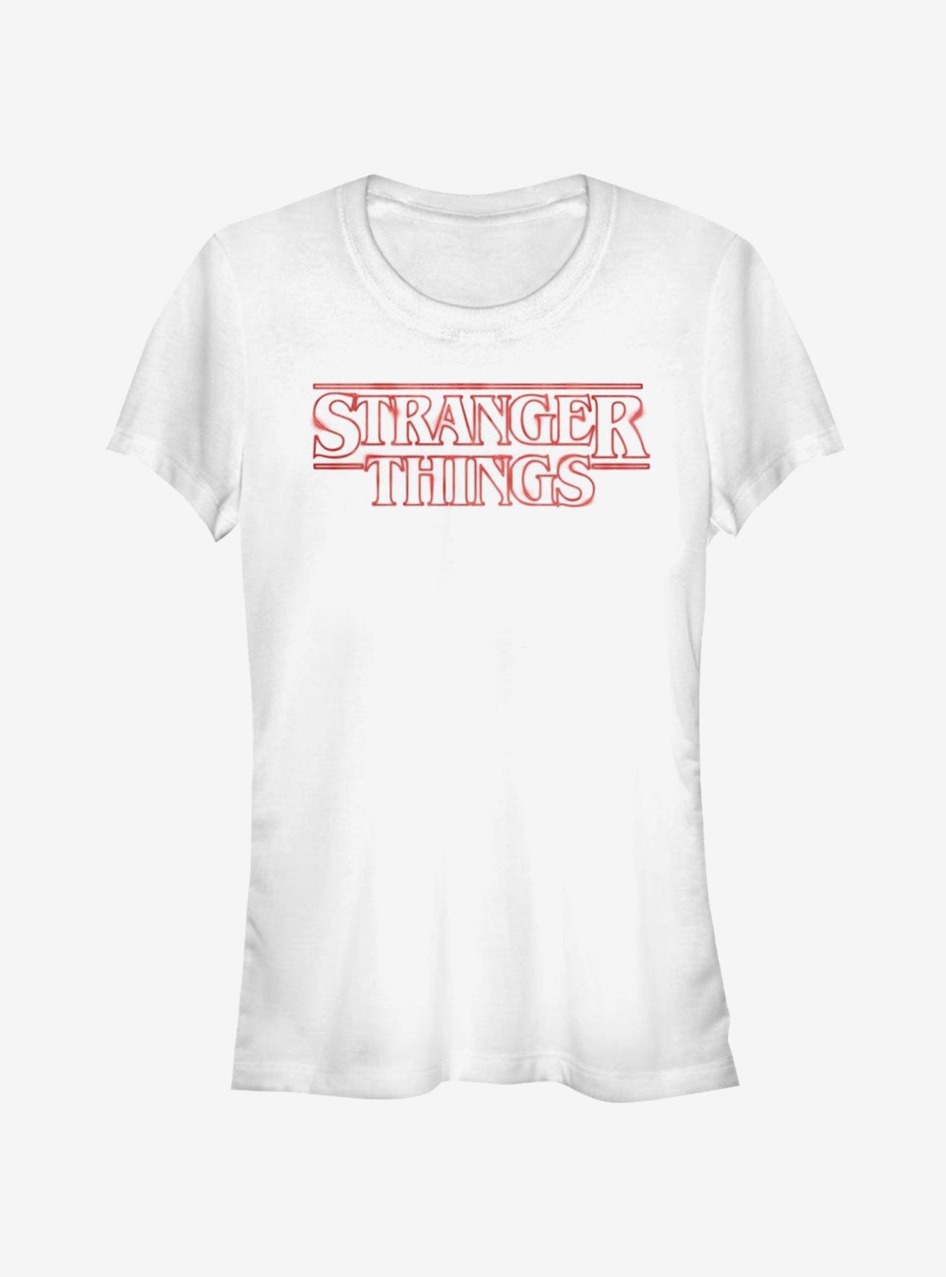 Stranger Things Stranger Neon Logo Girls T-Shirt, WHITE, hi-res