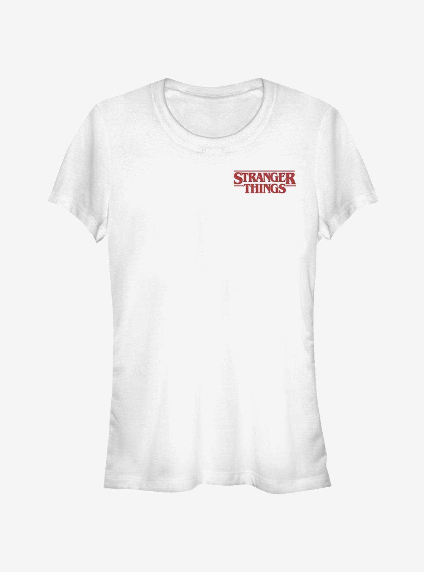 Stranger Things Chest Logo Girls T-Shirt, WHITE, hi-res