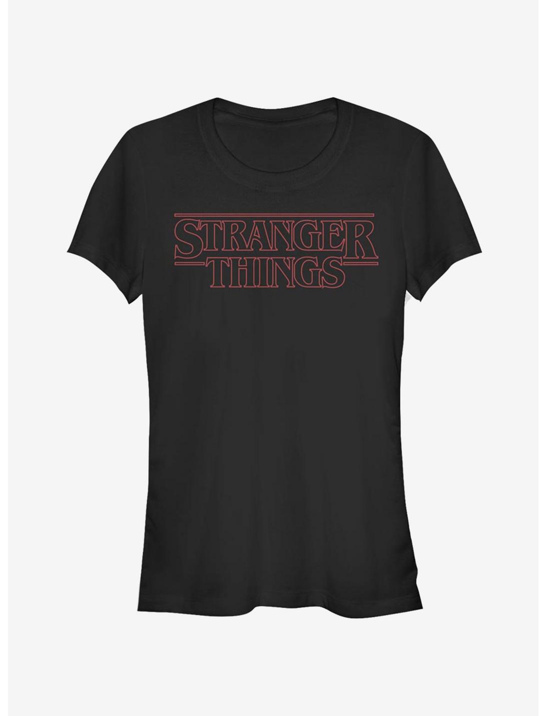 Stranger Things Stranger Red Outline Logo Girls T-Shirt, BLACK, hi-res