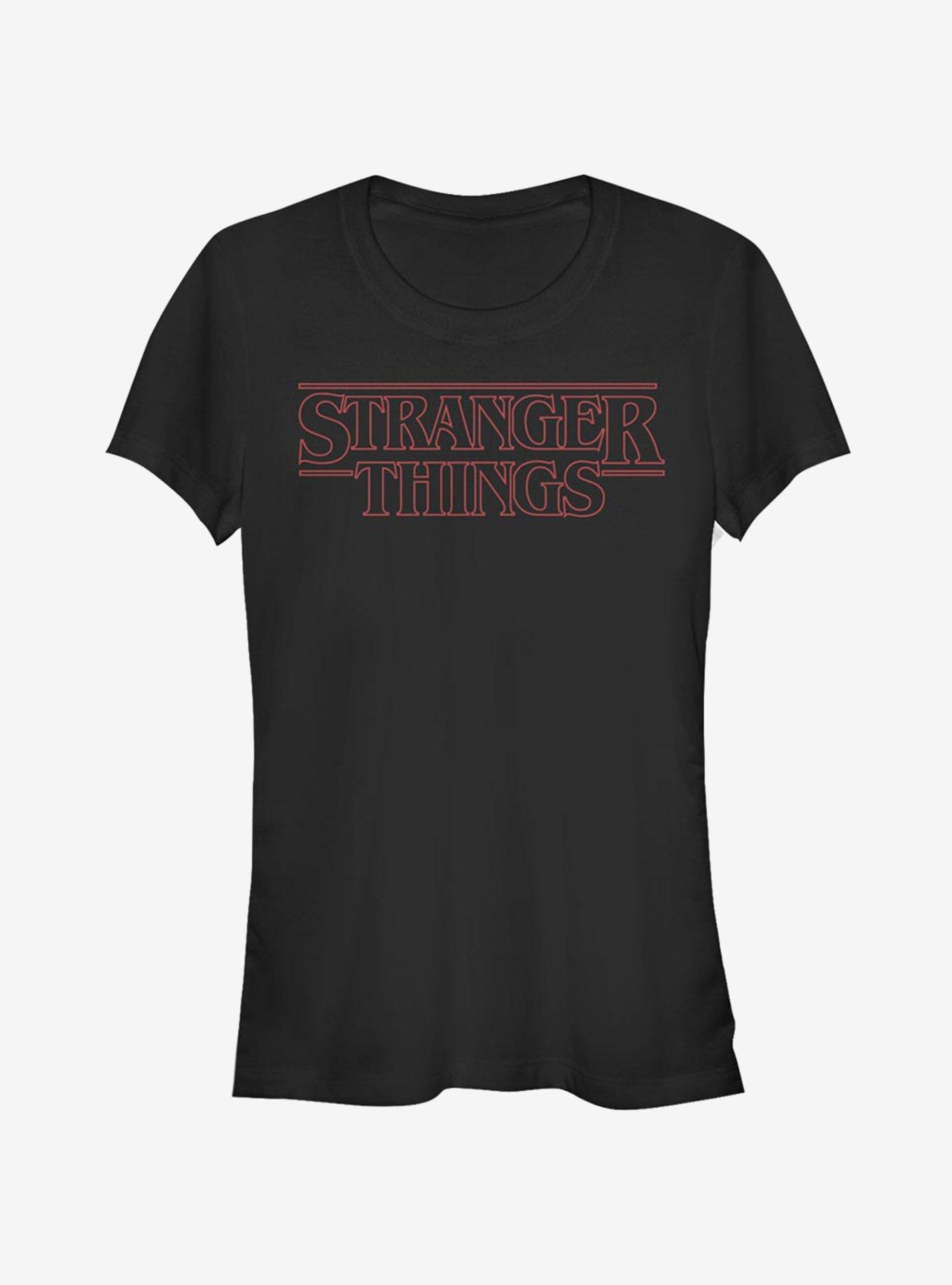 Stranger Things Stranger Red Outline Logo Girls T-Shirt, BLACK, hi-res