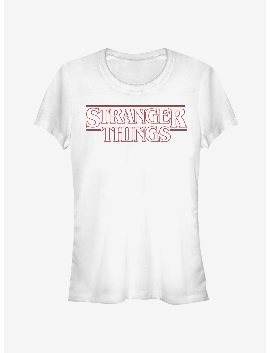 Stranger Things Stranger Red Outline Logo Girls T-Shirt, WHITE, hi-res