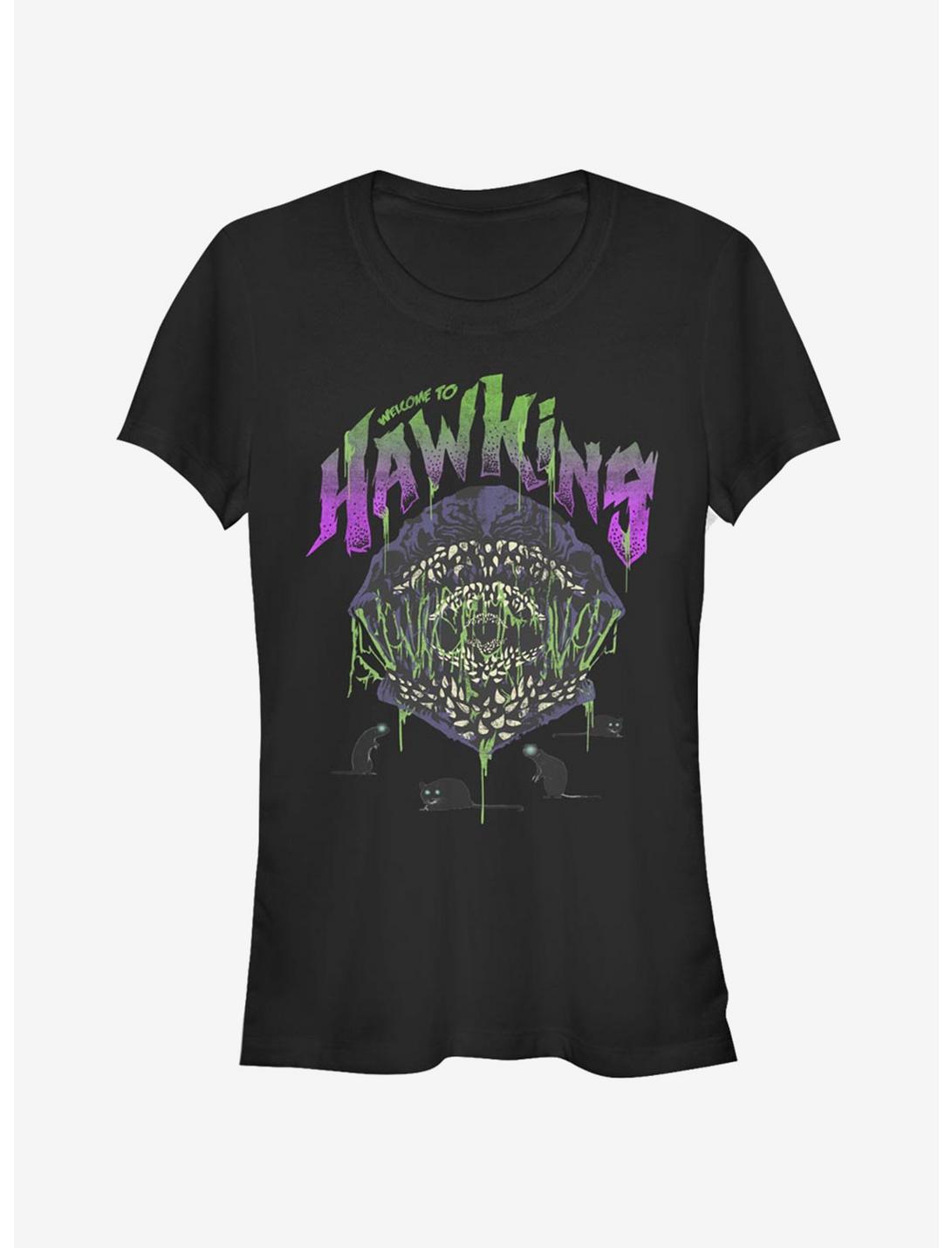 Stranger Things Welcome To Hawkins Girls T-Shirt, BLACK, hi-res