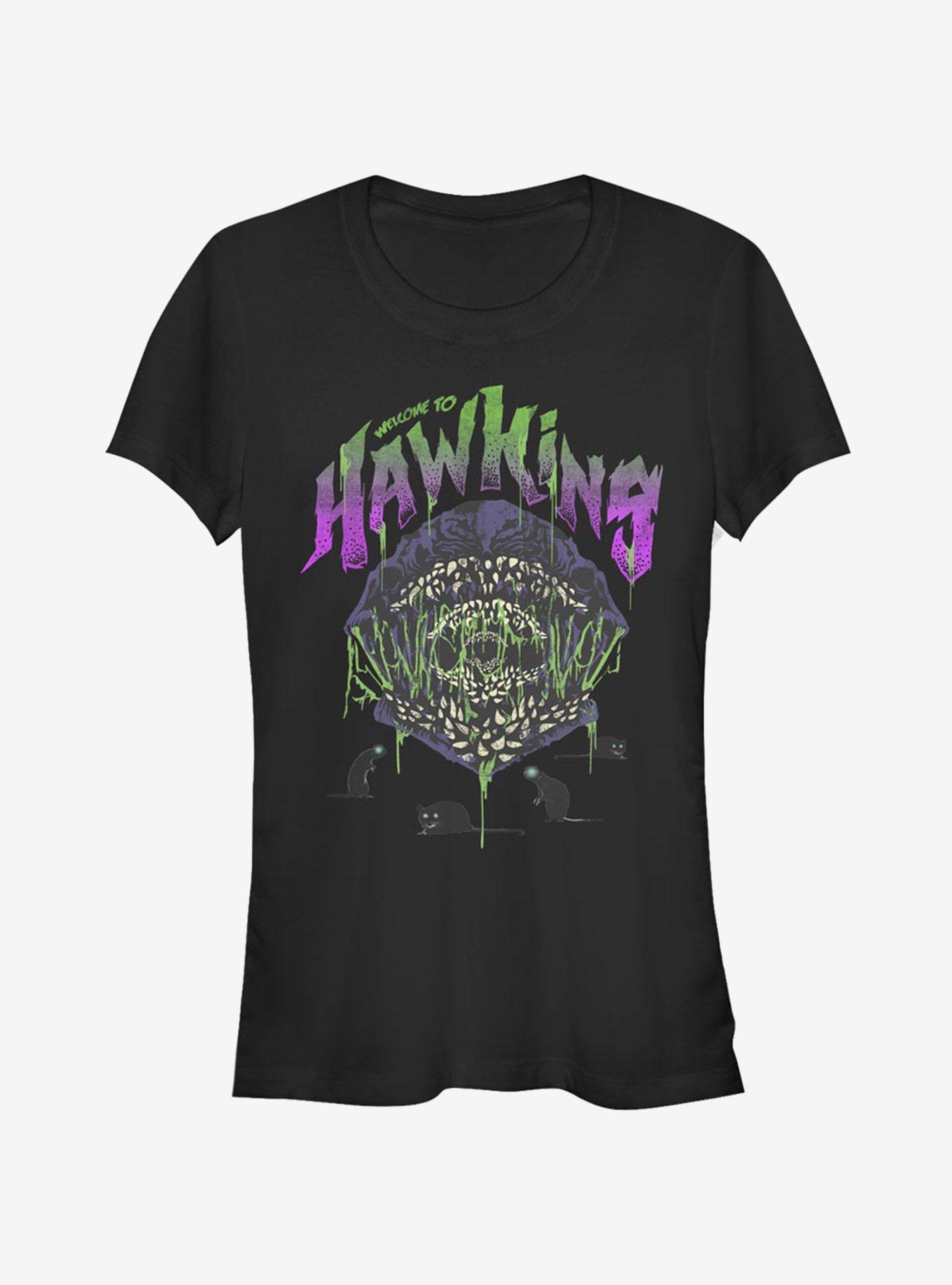Stranger Things Welcome To Hawkins Girls T-Shirt, BLACK, hi-res