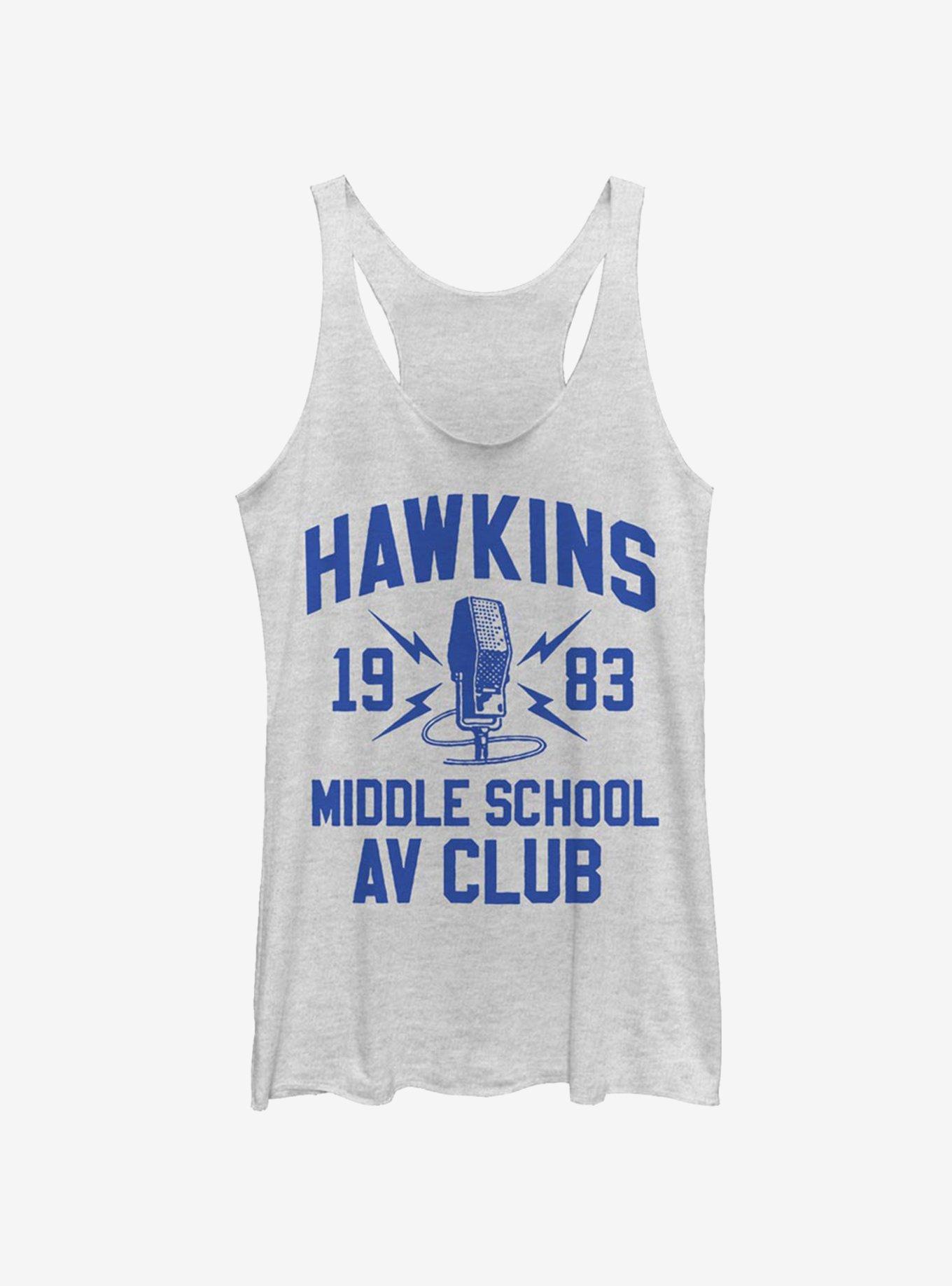 Stranger Things Hawkins A.V Club Girls Tank, WHITE HTR, hi-res