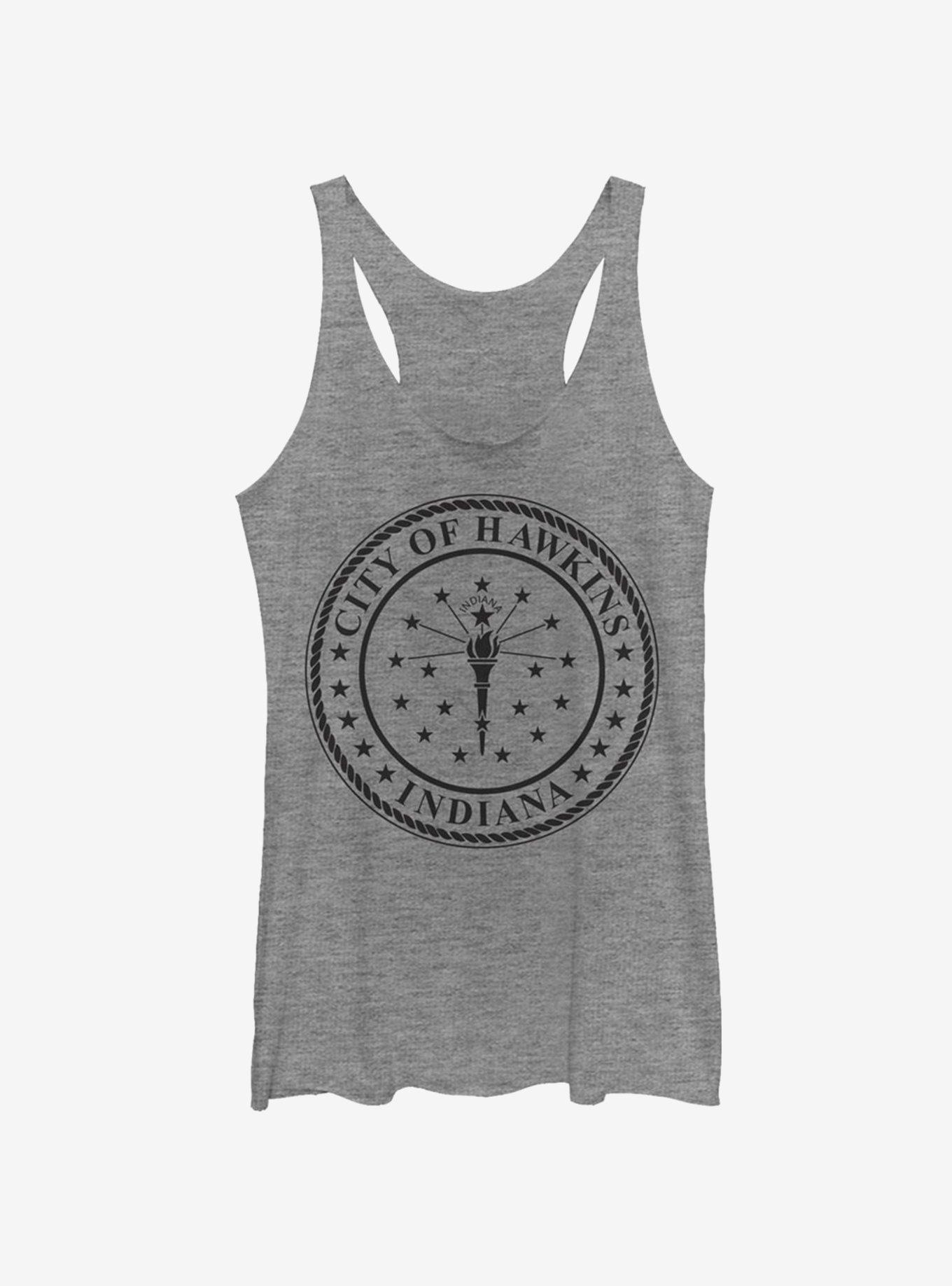 Stranger Things Hawkins City Seal Girls Tank, GRAY HTR, hi-res