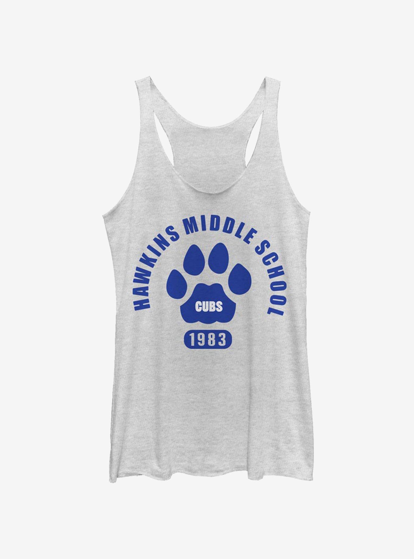 Stranger Things Hawkins Cubs Paw Emblem Girls Tank, WHITE HTR, hi-res