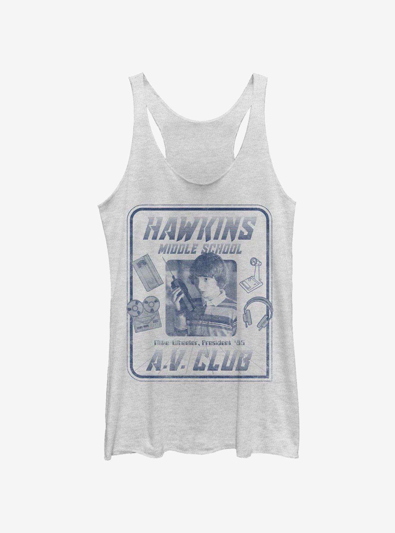 Stranger Things Mike Hawkins A.V. President Girls Tank, WHITE HTR, hi-res