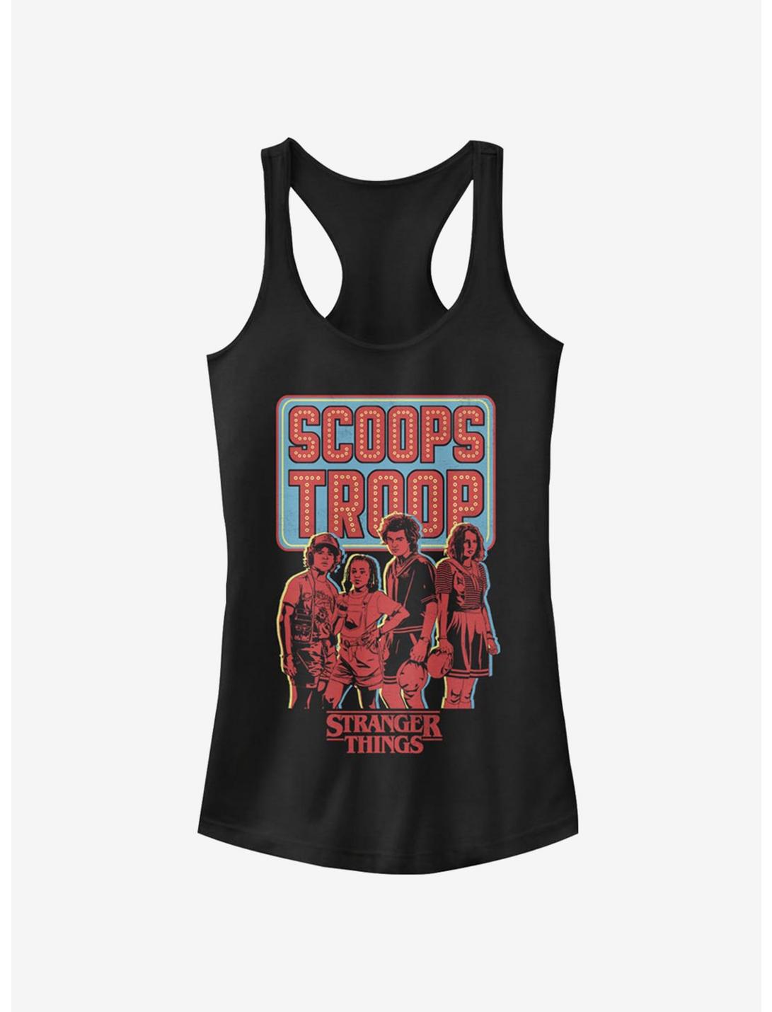 Stranger Things Scoops Troop In Red Girls Tank Top, BLACK, hi-res