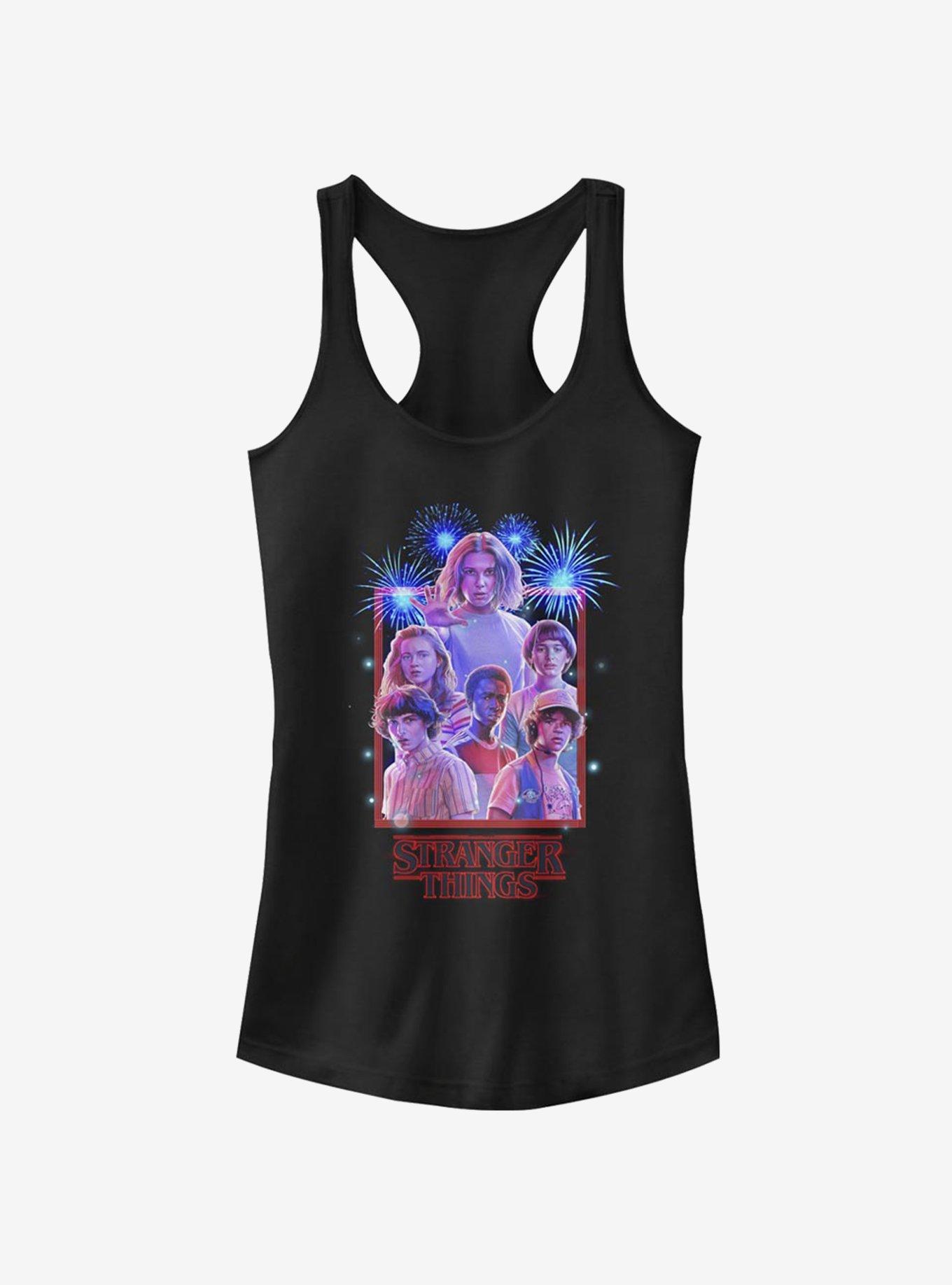 Stranger Things Group Fireworks Girls Tank, BLACK, hi-res