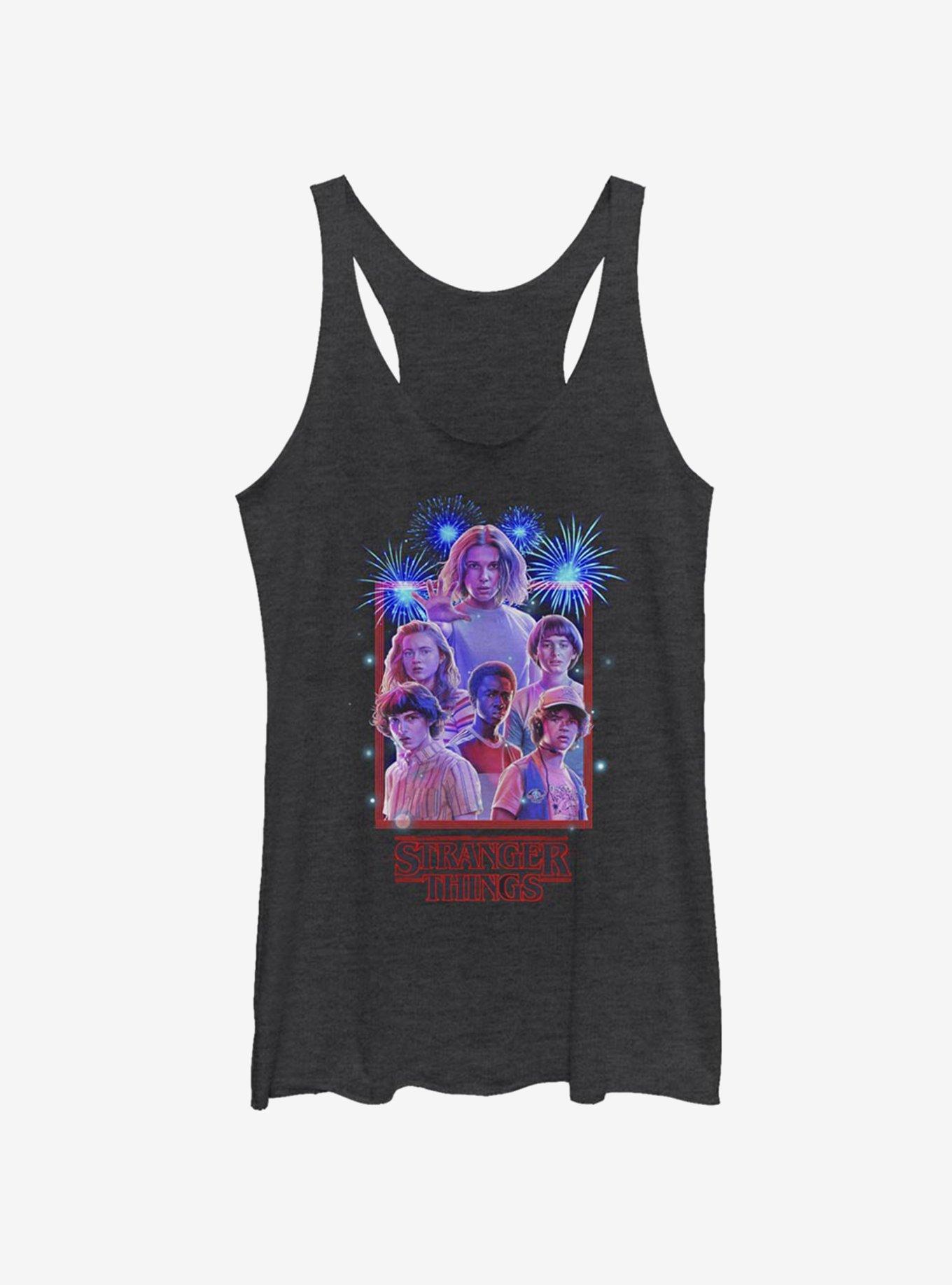 Stranger Things Group Fireworks Girls Tank, BLK HTR, hi-res