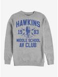 Stranger Things Hawkins A.V. Club Crew Sweatshirt, ATH HTR, hi-res