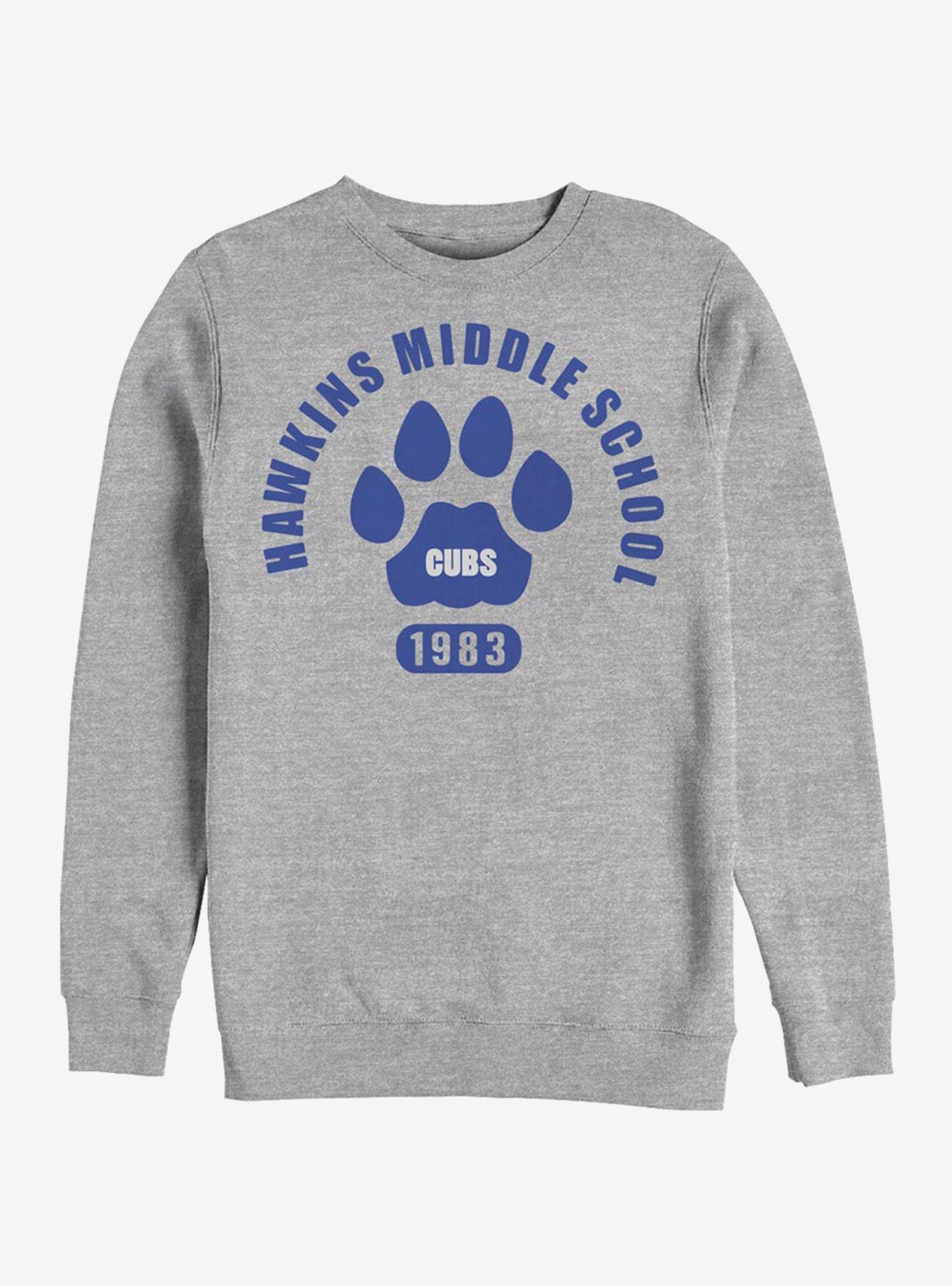 Stranger Things Hawkins Cubs Paw Emblem Crew Sweatshirt, , hi-res
