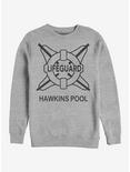 Stranger Things Hawkins Pool Lifeguard Crew Sweatshirt, ATH HTR, hi-res