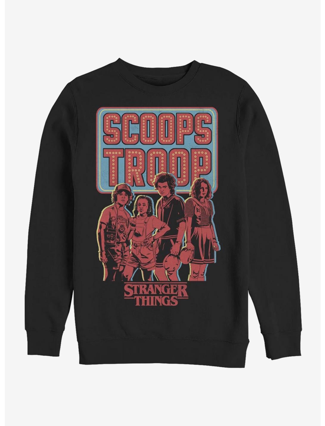 Stranger Things Scoops Troop In Red Sweatshirt, BLACK, hi-res