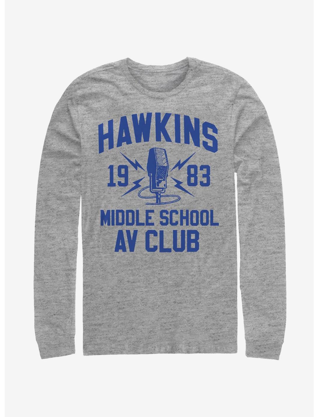 Stranger Things Hawkins A.V. Club Long-Sleeve T-Shirt, ATH HTR, hi-res