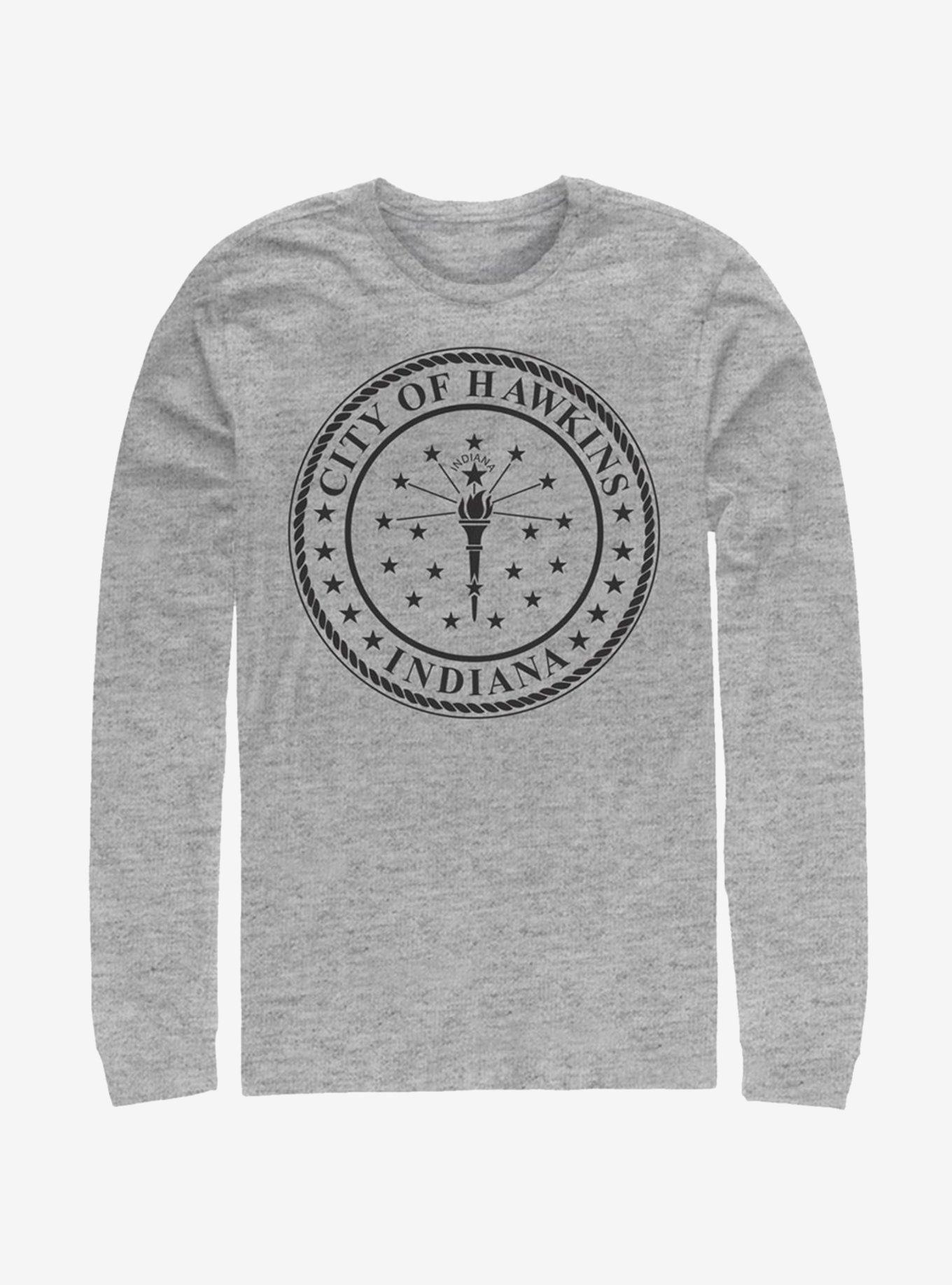 Stranger Things Hawkins City Seal Long-Sleeve T-Shirt, ATH HTR, hi-res